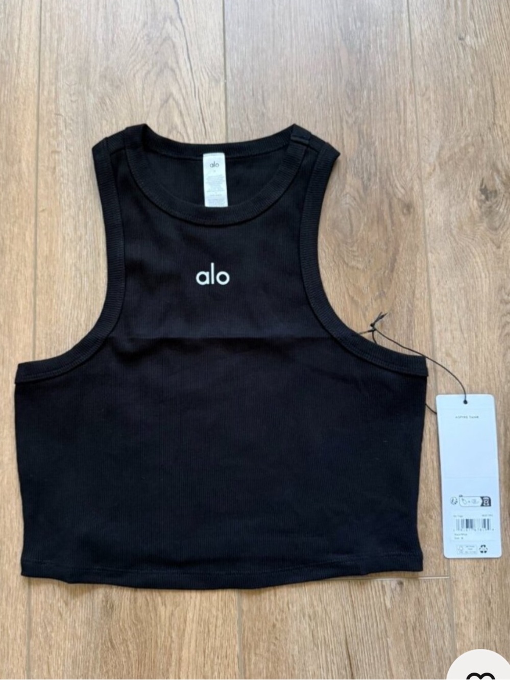 ALO Yoga Black Racerback Crop Sports Bra aspire tank new medium - Picture 3 of 5